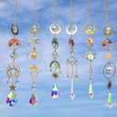 6PCS Crystal Sun Catchers for Windows, Stained Glass Suncatcher Kit with Hanging Crystals, Boho Home Decor, Rainbow Maker for Cottagecore & Whimsical Style