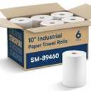 Industrial Paper Towels 10 x 800 White Roll Towels High Capacity Premium Quality (TAD Fabric Cloth Like Texture) Fits Touchless Automatic Commercial Towel Dispenser (Packed 6 Rolls), 6 Count