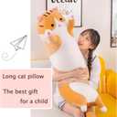 Long Cat Plush Pillow Soft Cat Hugging Pillow Stuffed Animal Pillow Cute Kitty Throw Pillow Gift for Boys Girls(90cm/35.43inch,Yellow