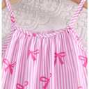 WDIRARA Girl's Cute Bow Striped Ruffle Dress Sleeveless Mini A-line Sundress Pink 4Y
