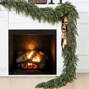 Waipfaru 2 Pcs 6 Ft Christmas Cedar Garland, Real Touch Pine Garlands, Artificial Realistic Faux Greenery Garland for Xmas Home Mantle Fireplace Wall Indoor Outdoor Christmas Decorations