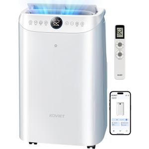 KOVIET 12000 BTU Portable Air Conditioners, 6-IN-1 Wi-Fi Smart AC Unit with APP & Voice & Remote Control, Auto-Evaporation, Quiet Cooling, 24H Timer, Dehumidifier, Fan, Window Kit Included, White