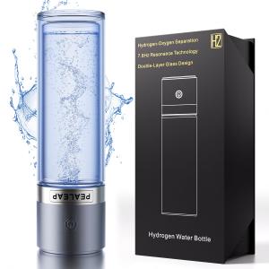 Hydrogen Water Bottle - Up to 4000PPB SPE/PEM Tech Hydrogen Water Generator - 7.8Hz Microclusters Tech for Faster Absorption, Leak-Proof, Dual-Layer Glass, Fast Charge, Ideal Gift for Wellness
