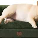 EHEYCIGA Orthopedic Dog Bed for Small Dogs, Waterproof Memory Foam Small Dog Beds with Sides, Non-Slip Bottom and Egg-Crate Foam Medium Pet Couch Bed with Washable Removable Cover, Dark Green (24.0"L x 18.0"W x 6"Th)