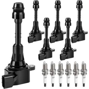 Ignition Coil Packs and Spark Plug fit for 2003 2004 2005 2006 2007 2008 Infiniti G35 FX35 M35, Nissan 350Z, UF401 6734025, Set of 6