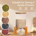 Rice Dispenser, Rice Storage Container, Flour and Cereal Container for Kitchen Organization and Pantry Store, Glass Cereal dispenser with Airtight Lid and Wooden Stand 8L