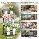 Black Tiered Flower Display Stand with 6 Buckets, Rolling 3-Tier Floral Cart for Florists, Markets & Events, Mobile Flower Presentation Rack for Shop, Patio or Wedding Setup
