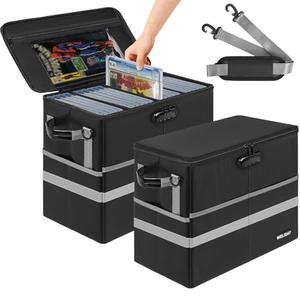 WELIDAY 2 Pcs Graded Comic Storage Case Fits 30 CGC Comics, Fireproof & Moistureproof Comic Book Box, Stackable Comic Organizer Bin with Lock and 3 Internal Dividers