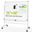 VUSIGN 36" x 48" Mobile White Board on Wheels, Double Side Dry Erase Board with Stand, Large Aluminum Frame Standing Rolling Whiteborad for Office, Home,School