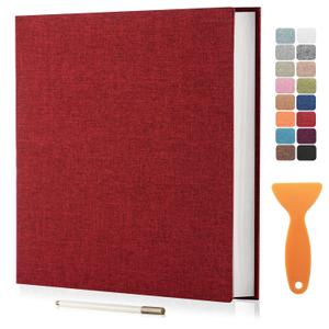 Large Photo Album Self Adhesive Scrapbook Album for 46 810 Pictures DIY Magnetic Linen Cover Album 60 Pages for Family Wedding Gifts with Metal Pen and Plastic Board