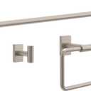 Franklin Brass Hartwell 3-Piece Bathroom Set Satin Nickel 18" + 6" Towel Rack, Toilet Paper Holder/Hand Towel Holder, Hook | 3-Piece Bath Hardware Accessories Set HRT63-SN