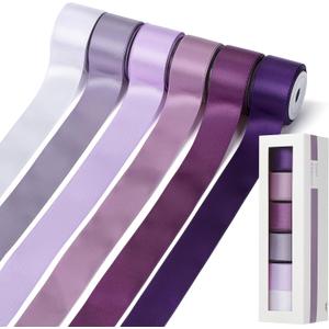 Mr. Pen- Satin Ribbon, 6 Rolls, 1 Inch, 5 Yards/Roll, Shades of Purple Satin Ribbon 1 Inch