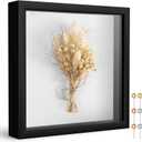 Califortree 8x8 Shadow Box Frame with Soft Linen Back - Push Pins Included, Memory Box Display Case for Flower, Tickets and 3D Items, Black
