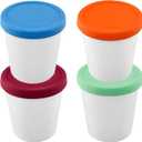 32 Oz Ice Cream Containers for Homemade, Ice Cream Containers with Silicone Lids Leak-Free, Reusable Ice Cream Storage Containers for Freezer Chocolate Sorbet, (4 Pack - 1 Quart Each)