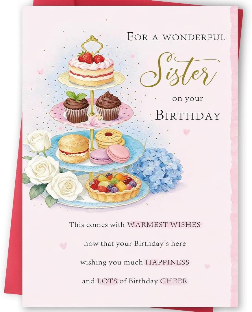 4 x FANCYLUCKY Happy Sister Birthday Card, Funny Birthday Card Gifts for Sister, Gifts Ideas for Women