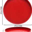 Round Solid Wood Serving Tray, Non-Slip Tea Coffee Snack Plate Food Meals Serving Tray with Raised Edges for Home Kitchen Restaurant(10.6inch,Red)
