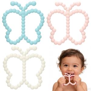 3 Pcs Baby Teething Toys 3-6 Months,Butterfly Baby Teether Toys, for Babies 0-24months Silicone Teething Relief Chew Soothing Sore Gums for Newborn Infant Essentials BPA Free
