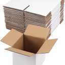 Hoikwo 5x5x5 Shipping Boxes Set of 25, White Corrugated Cardboard Box for Small Business for Packaging Mailing