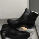 mysoft Women's Zipper Booties Chunky Stacked Heel Ankle Boots Buckle Strap Ankle (10 Wide)