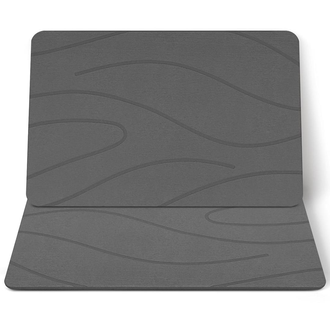 Stone Bath Mat 2 Pack, Diatomaceous Earth Mat Stone Drying Mat