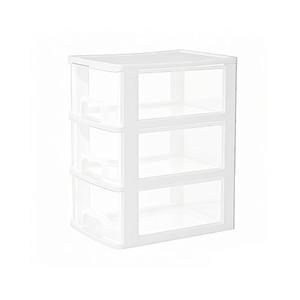 Gonice Small 3 Drawer Storage Organizer, White Plastic Drawer Storage, Small Desktop Organizer for Home, Office