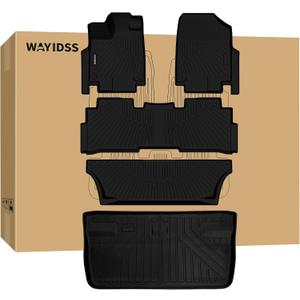 Floor Mats & Trunk Mat for Honda Odyssey 2018-2023 2024 2025 3 Rows Full Set with Cargo Liner,TPE All Weather Protection Car Floor Liners Accessory Custom Fit for Honda Odyssey-Black