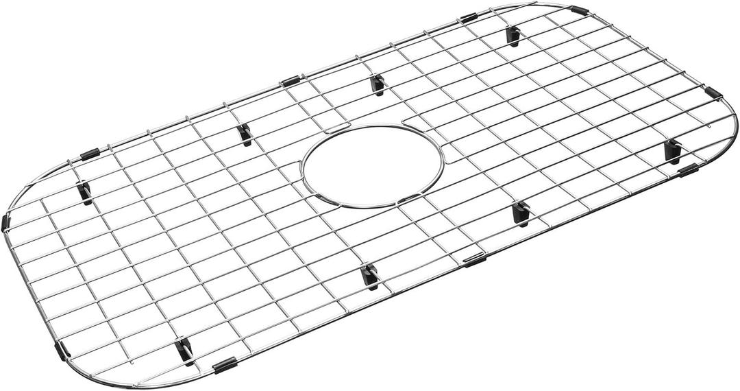 Sink Protector Grid 26-1/16" x 14-1/16", Centered Drain with Corner Radius 3-1/2", 304 Stainless Steel Material 