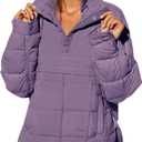 Fazortev Womens Oversized Puffer Jacket Quilted Dolman Hoodies Pullover Long Sleeve Lightweight Warm Tops Coat XXL