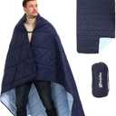 Outdoor Puffy Blanket, Reversible Warm Camping Blanket, Water-Resistant, Packable, Lightweight, Camping Quilt, for Stadium, Backpacking, Hammock, Picnic. 79"x55". Royal Blue (Thick)