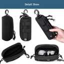 2 x MUCHER 2 Pack Tactical MOLLE Glasses Case Shockproof Tactical Eyeglasses Case Portable Sunglasses Carrying Case with Clip (Black)