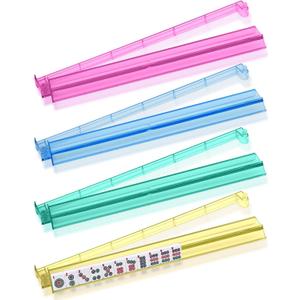 Mahjong Racks with Pushers Set of 4 Colors, 18.5'' Plastic American Mahjong Tile Racks, Mah Jongg Accessories Gifts for Mj Enthusiast