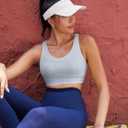 RUNNING GIRL High Impact Sports Bras for Women,Racerback Running Bra Workout Crop Tank Tops Longline Sports Bra Push up (Gray, M)