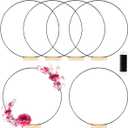 6 Pack Floral Hoop with Stand and 38-Yard Paddle Wire 20 Inch Metal Rings for DIY Centerpiece Table Decorations Crafts Macrame Rings Hoop Wreath Dream Catcher Rings Wedding Christmas Wreaths, Black