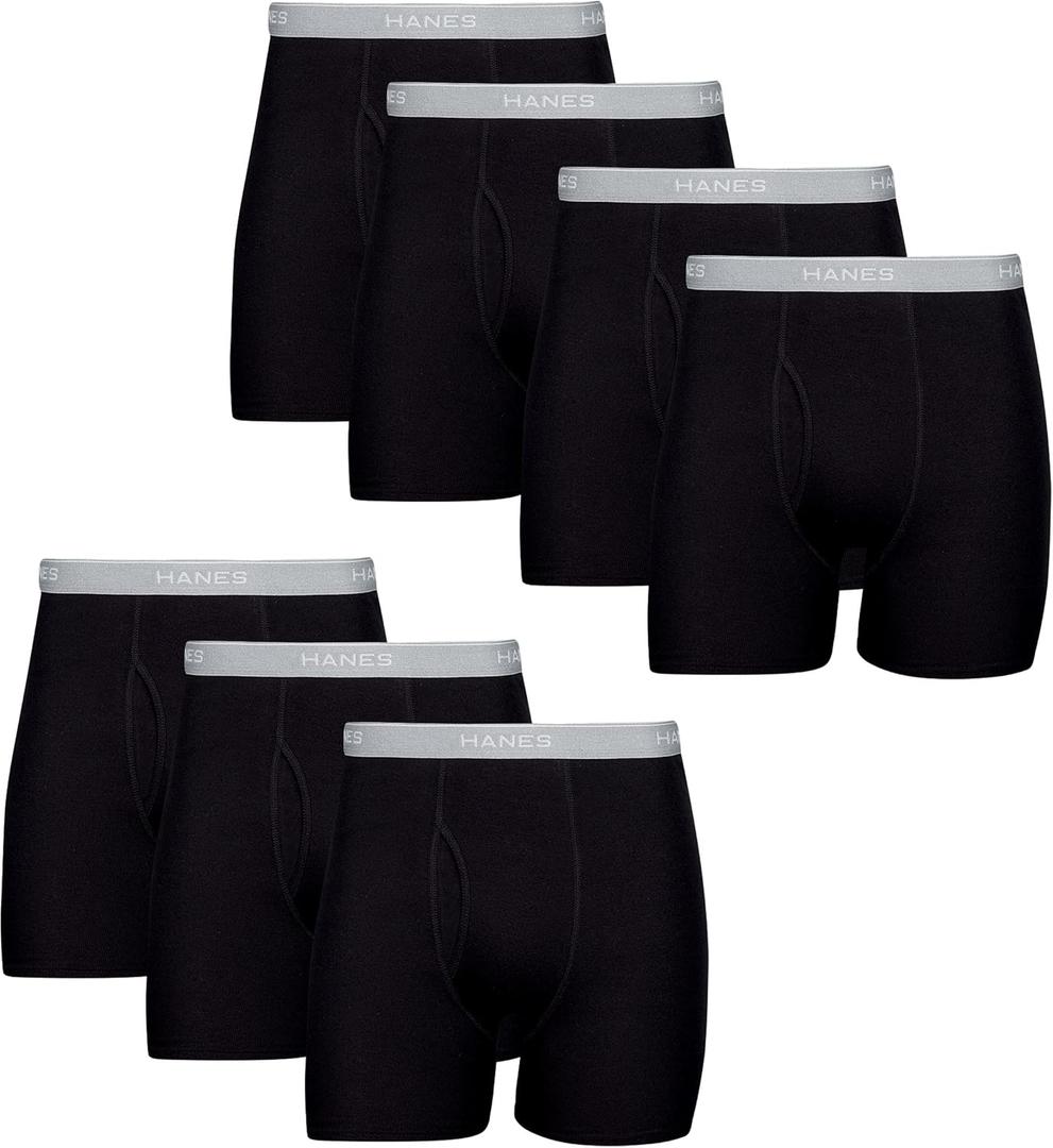 Hanes Men's Underwear Boxer Briefs Pack, Cool & Breathable Cotton Underwear for Men, No-Ride-Up, Moisture Wicking (Black), Pack of 12, M