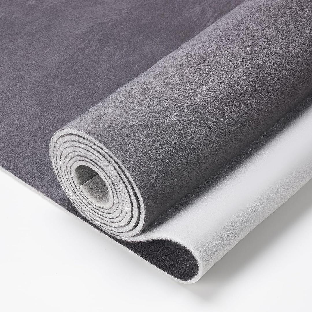 Hiksuky Suede Auto Headliner Fabric 54" L  60" W with Foam Backing - Dark Gray Interior Replacement Material for Car/Truck/SUV/RV Roof, Tube Packaging - Home Repair/DIY Headliner Material