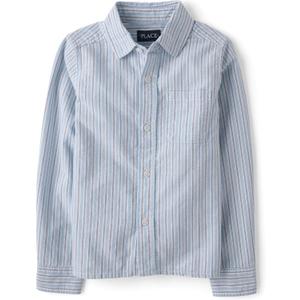 The Children's Place Boys Long Sleeve Oxford Button Down Shirt (Blue, L)
