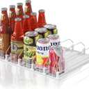 Drink Organizer for Mini Fridge (Fits Depth  12.2"), 12oz 16oz 20oz Soda Can Dispenser, Width Adjustable Automatic Pusher Glide, 12.2" D 5ROW Holds 20 Cans, White
