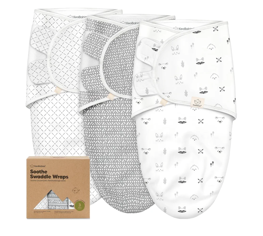 KeaBabies 3-Pack Organic Baby Swaddle Sleep Sacks - Swaddles for Newborns, Infant 0-3 Months, Baby Girls, Boys, Soft & Snug Newborn Sleep Sack, Nursery Swaddling Blankets (Nordic)