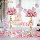 Versatile Metal Flower Arrangement, Candle Holder Stand Set for Wedding Party Dinner Centerpiece Event Restaurant Hotel Decoration (Gold, 10 x M)