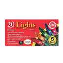20-Count Clear Christmas Mini Lights, 5 ft Green Wire Strand