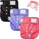 Pet Soft Washable Female Diapers (3 Pack) Female Dog Diapers, Comfort Reusable Doggy Diaper for Girl Dog in Period Heat (Sprightly, XL)