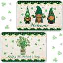 2 Pcs St. Patricks Day Door Mat 15.7 x 23.6 Inch St. Patrick's Day Welcome Door Mats Anti Slip Front Mats Clover Gnome Shamrock Outdoor Mat Rugs for Indoor Bathroom Kitchen Entrance Decorations