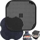 2 PCS Air Fryer Trivets Silicone and Splatter Shield for Ninja Crispi,Heat Resistant Mat for Air Fryer for Air Fryer Accessories,for Ninja Combi Accessories Kitchen Air Fryer Trivet(Dark Blue&Black)