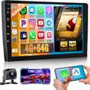 Qualcomn Chipset 8 Core 4+64GB Android Car Stereo Double Din 10 Inch Touch Screen Carplay Android Auto Radio DSP Hi-Res Picture in Picture+AHD Backup Camera Voice Assistant