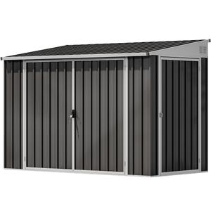 DWVO 8x4 FT Outdoor Weatherproof Storage Shed, Secure Metal Bike Shed w/Lockable Entry, Garden Storage Solution for Lawn Equipment, Tools, Waste Bin, Dark Gray