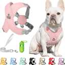 Patas Lague Dog Harness with Leash Set Adjustable Soft Padded Step-in Dog Vest No Choke No Pull Reflective for Small Medium Pets with Poop Bags and Dispenser, Solid and No-chew, Pink M (M (Neck 19.3-23.3'' Chest 22.5-25.6''))