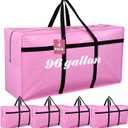 4 Pcs 96 Gallon Extra Large Moving Bags Heavy Duty Storage Bag with Strong Zipper Handle Foldable XXL Jumbo Storage Tote Packing Moving Box for College Dorm Travel Cloth Duffle (Pink)