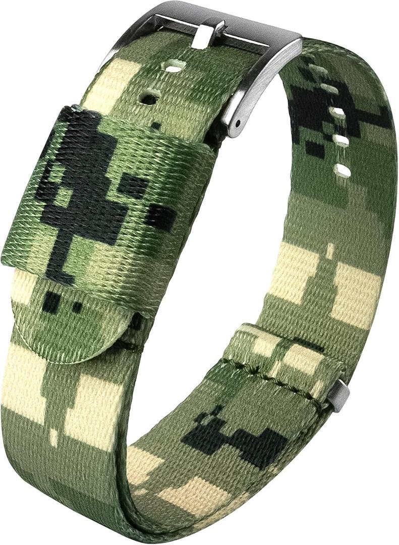 BARTON Elite NATO Style Watch Strap - 18mm, 20mm, 22mm or 24mm - Seat Belt Nylon Watch Bands (Digital Camouflage)