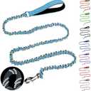 HOMIMP Chew Proof Dog Leash for Medium Large Dogs, Reflective 6 FT Heavy Duty Metal Chain Dog Leashes with Soft Padded Handle, Anti Bite Durable Rope Leashes for Pitbull, Non Chewable, Light Blue