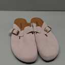 Womens Suede Clogs Mens Genuine Leather Mules Cork Footbed Sandals with Arch Support Size 38 Pink